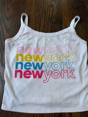 Ribbed tank top girls size large White Graphic 'New York' Ribbed Tank Top